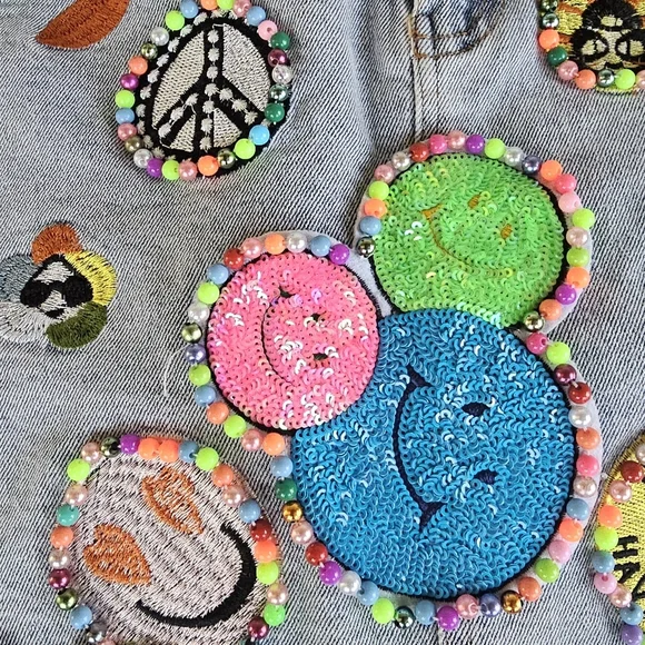 Vibrant Embellished Denim Skirt - Picture 6 of 12